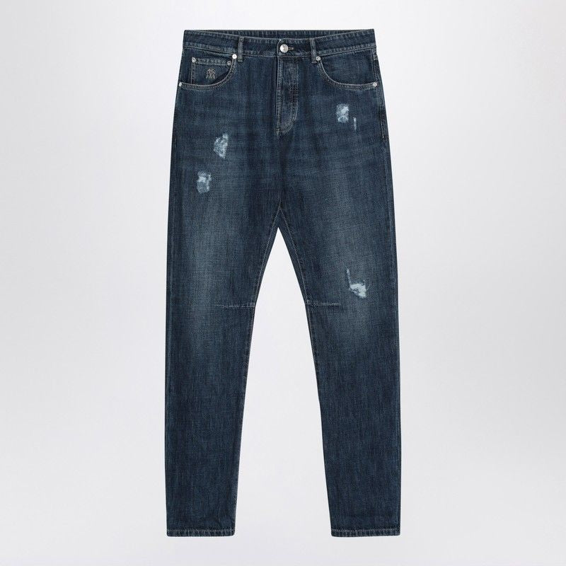 BRUNELLO CUCINELLI Washed Denim Ripped Jeans for Men - SS25