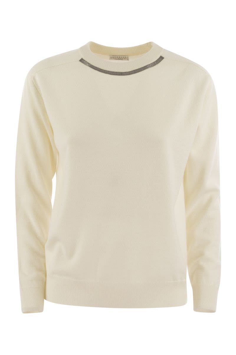 BRUNELLO CUCINELLI Cashmere Sweater with Neck Jewel