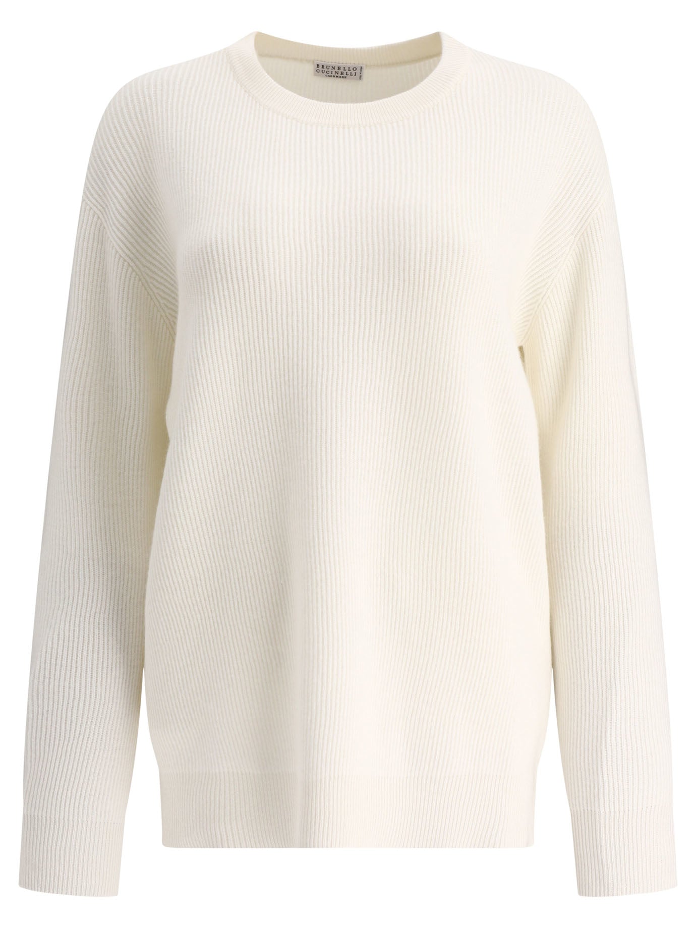 BRUNELLO CUCINELLI Cashmere English Rib Sweater with Monili Detail - Women's