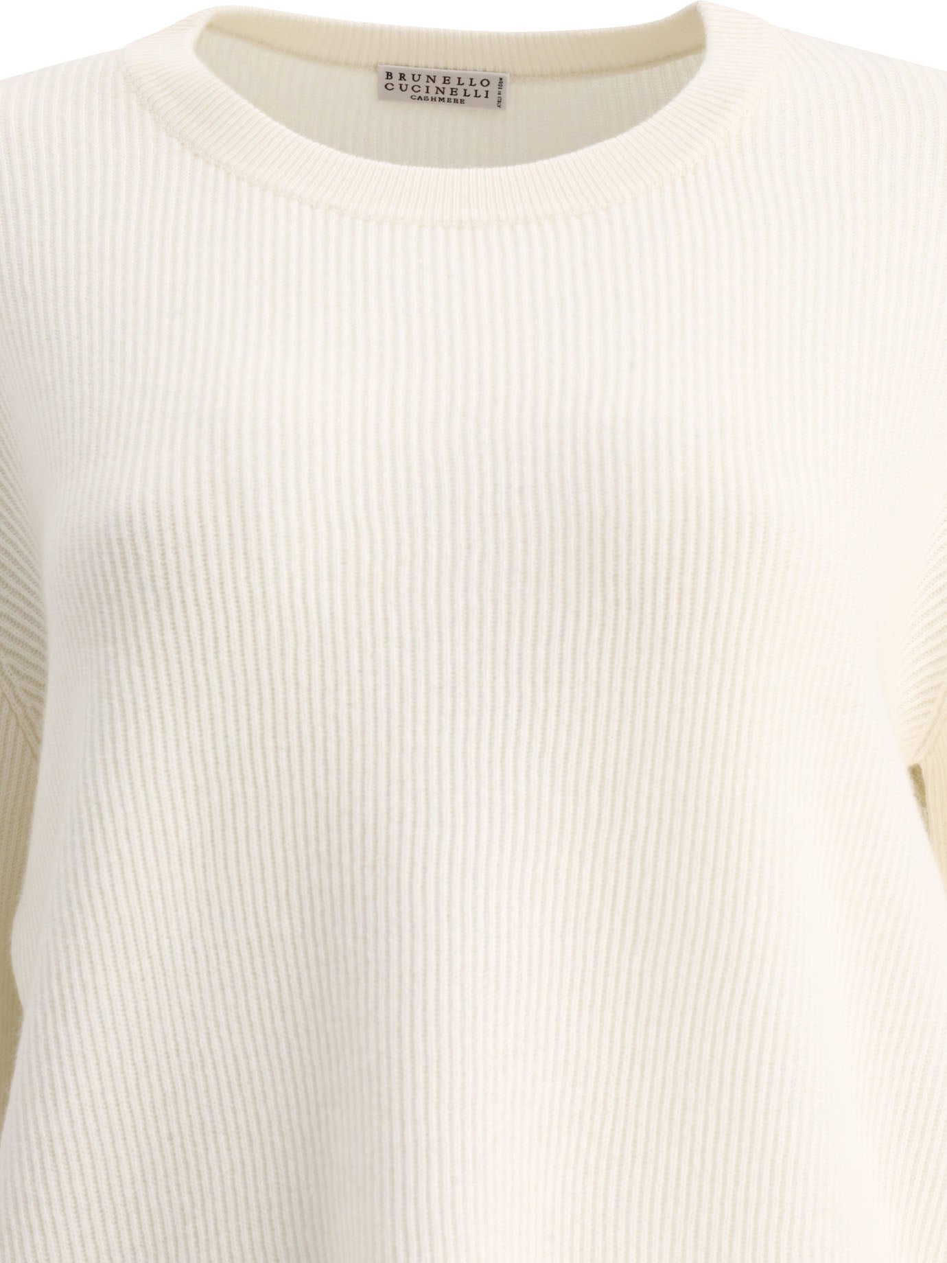 BRUNELLO CUCINELLI Cashmere English Rib Sweater with Monili Detail - Women's
