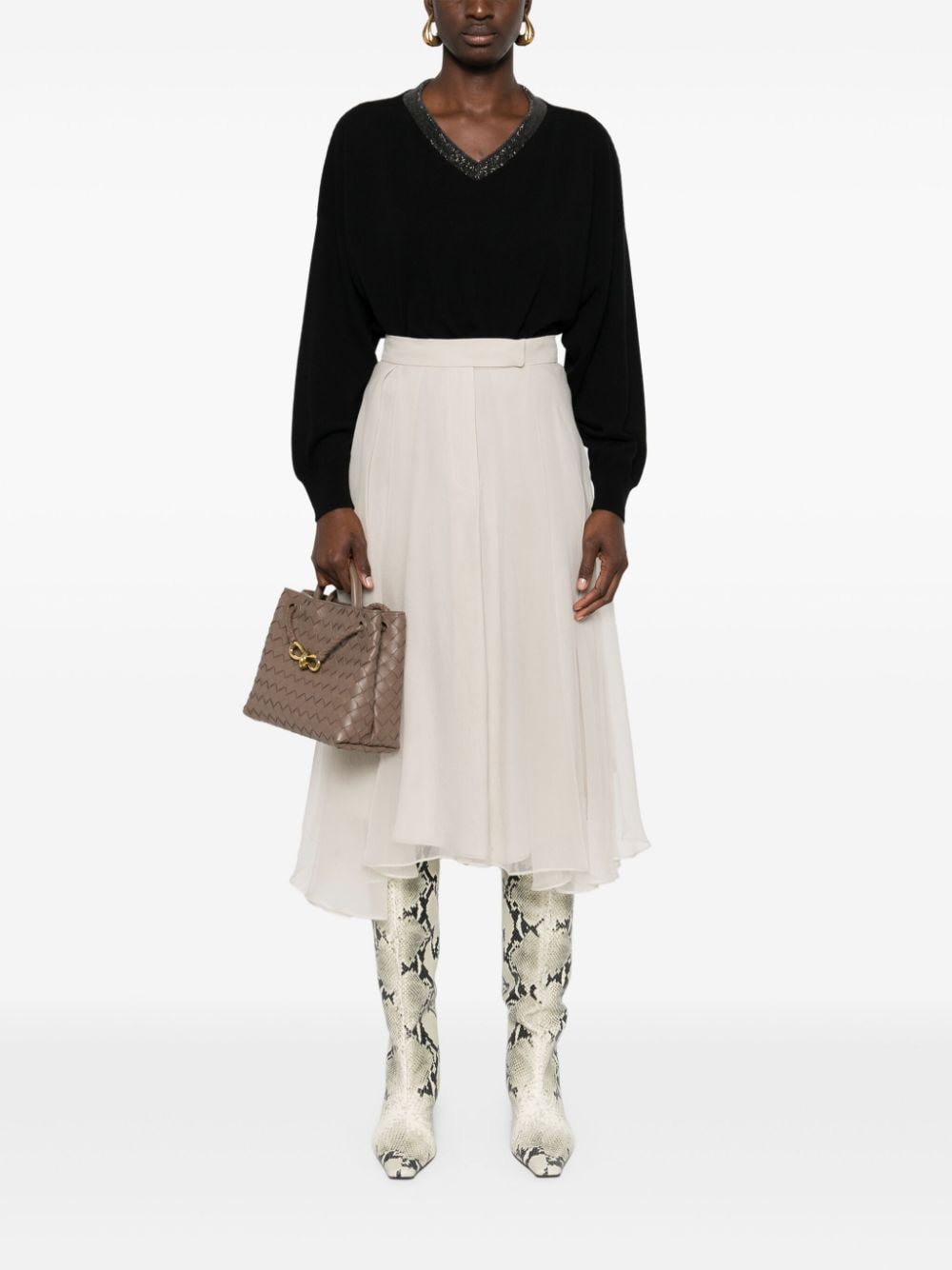 BRUNELLO CUCINELLI Cashmere Sweater with Luxurious Ribbed Neckline