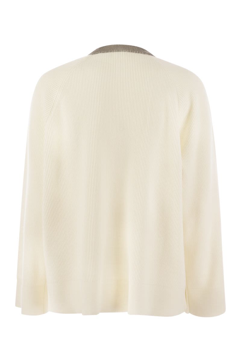 BRUNELLO CUCINELLI Ribbed Cashmere Sweater with Necklace
