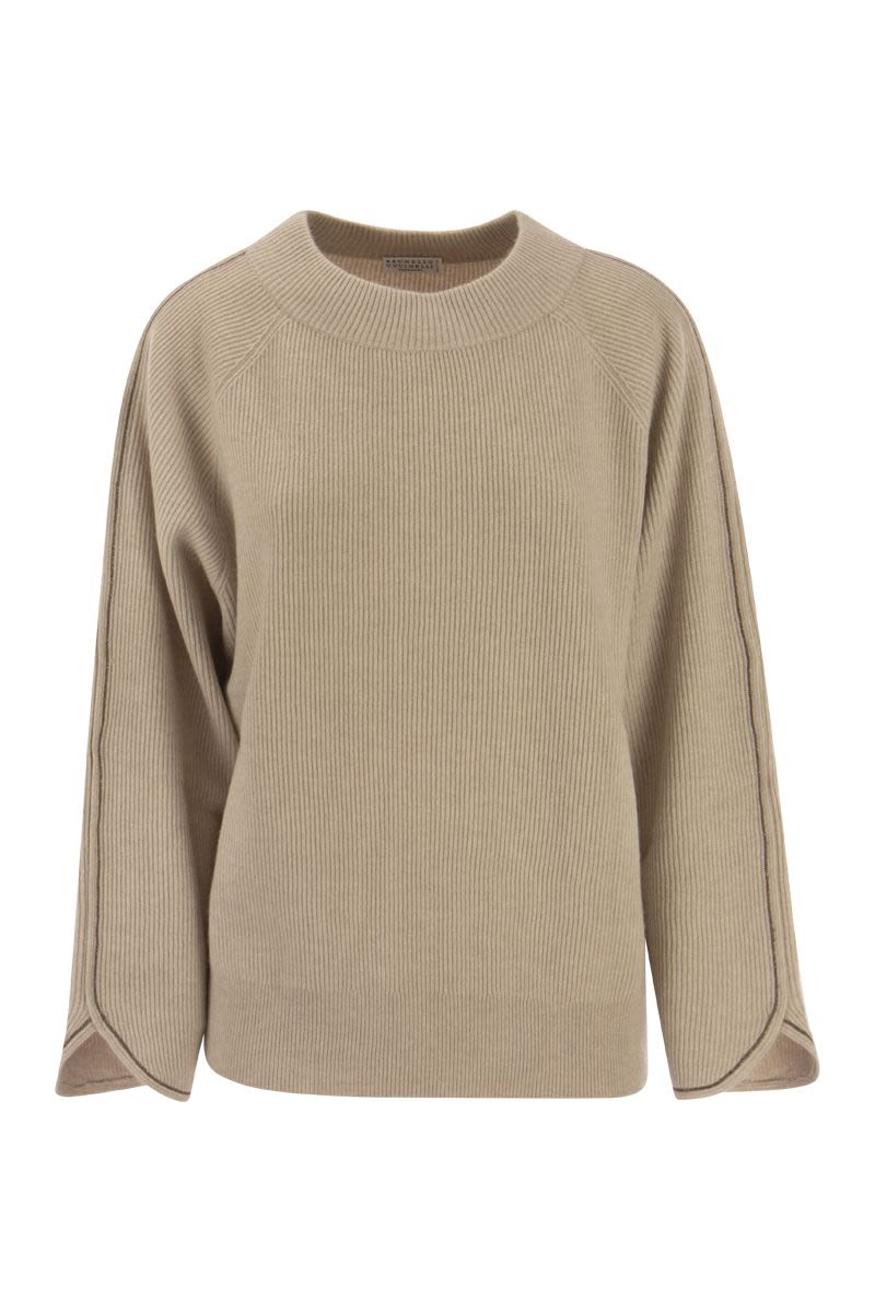 BRUNELLO CUCINELLI Cashmere Crew-Neck Sweater with Monile