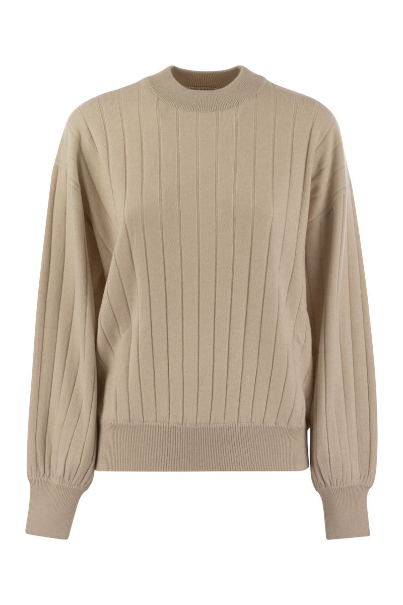 BRUNELLO CUCINELLI Cashmere V-Neck Sweater with Luminous Neckline Decoration