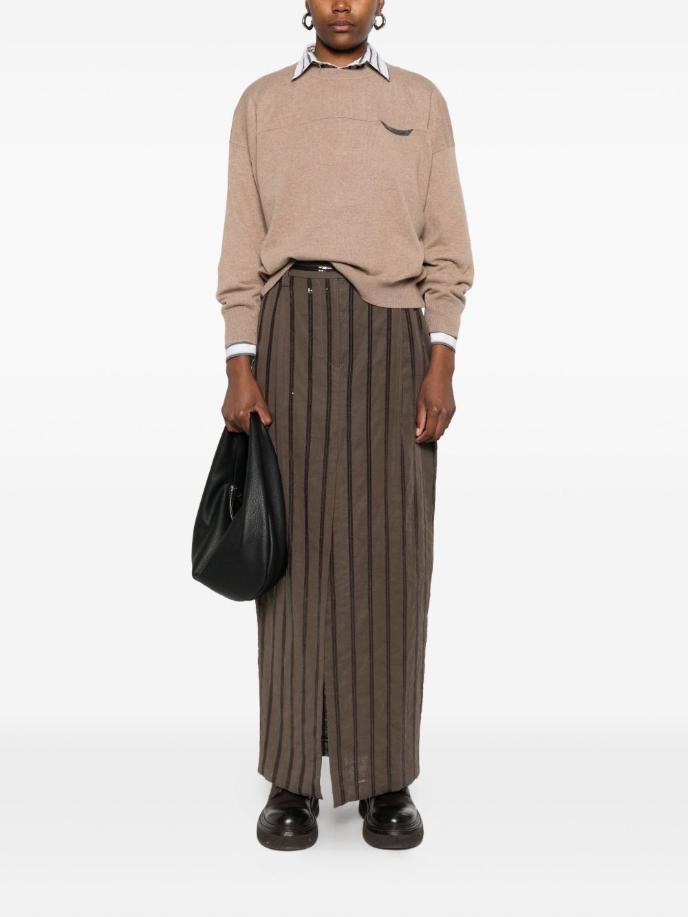 BRUNELLO CUCINELLI Cashmere Crewneck Sweater with Faux-Pocket Detail - FW25