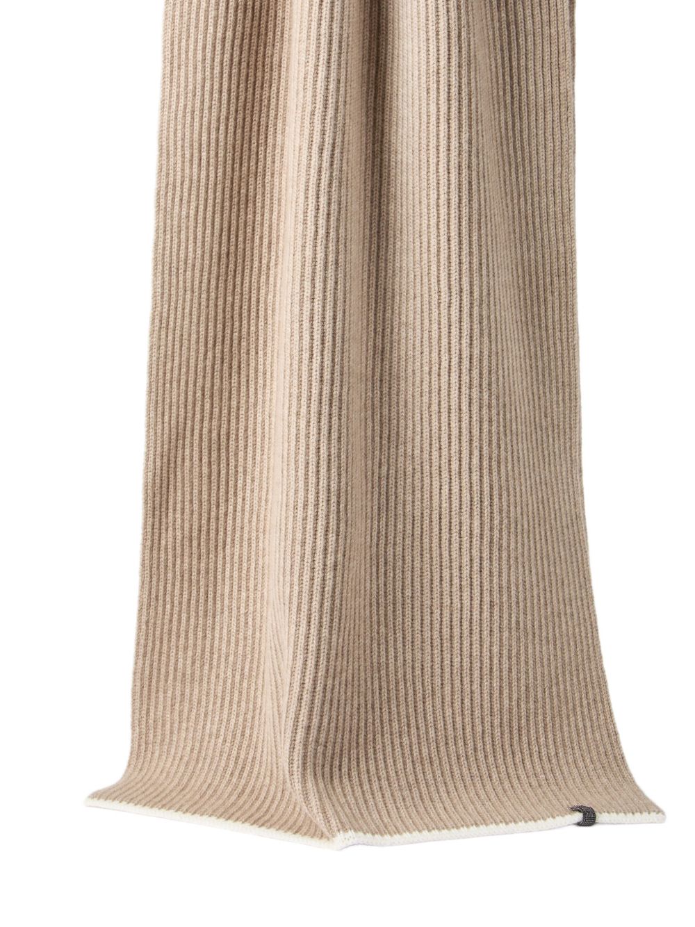 BRUNELLO CUCINELLI Cashmere Scarf with Ribbed Knit and Decorative Edge