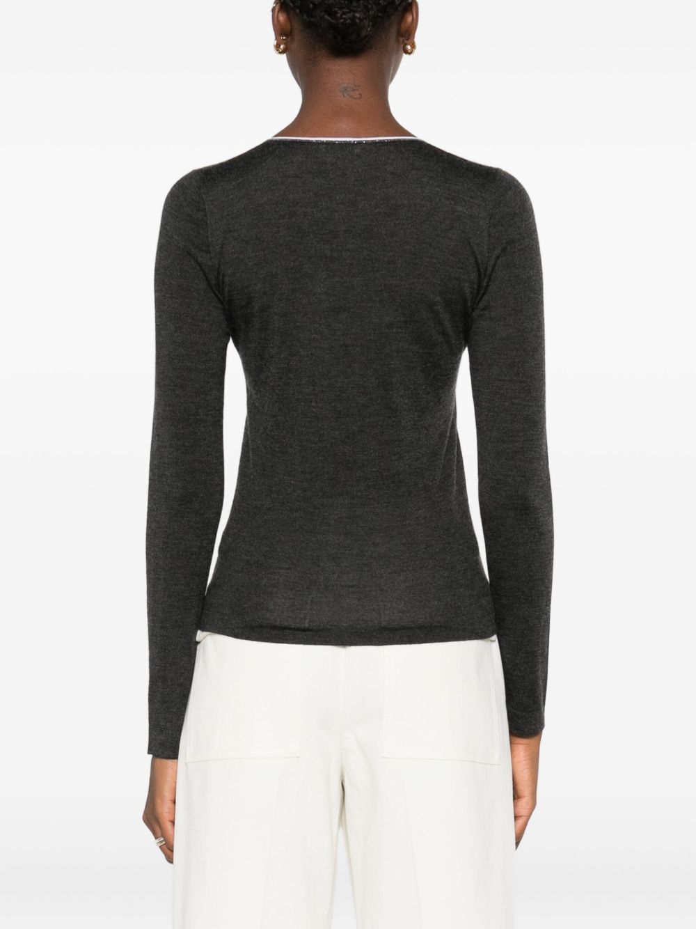 BRUNELLO CUCINELLI V-Necked Cashmere and Silk Sweater for Women