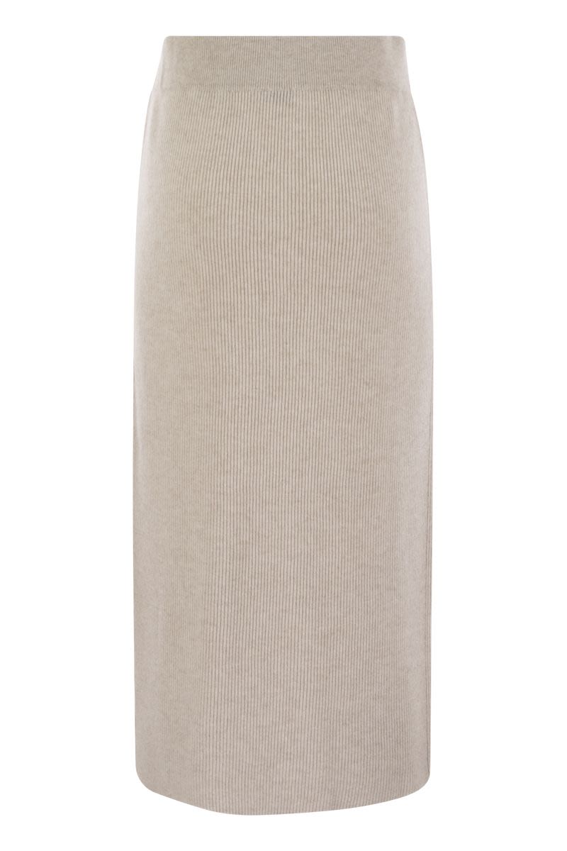 BRUNELLO CUCINELLI Cashmere and Silk Ribbed Midi Skirt
