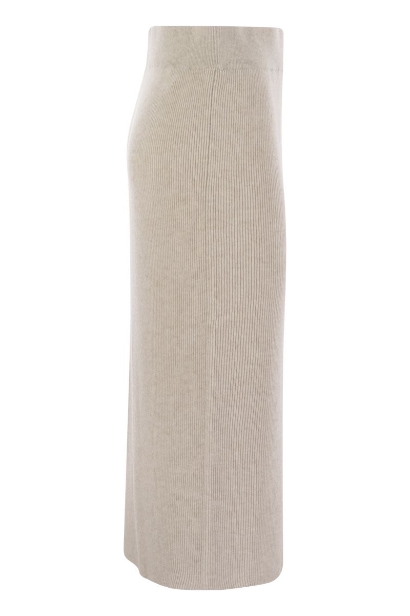 BRUNELLO CUCINELLI Cashmere and Silk Ribbed Midi Skirt