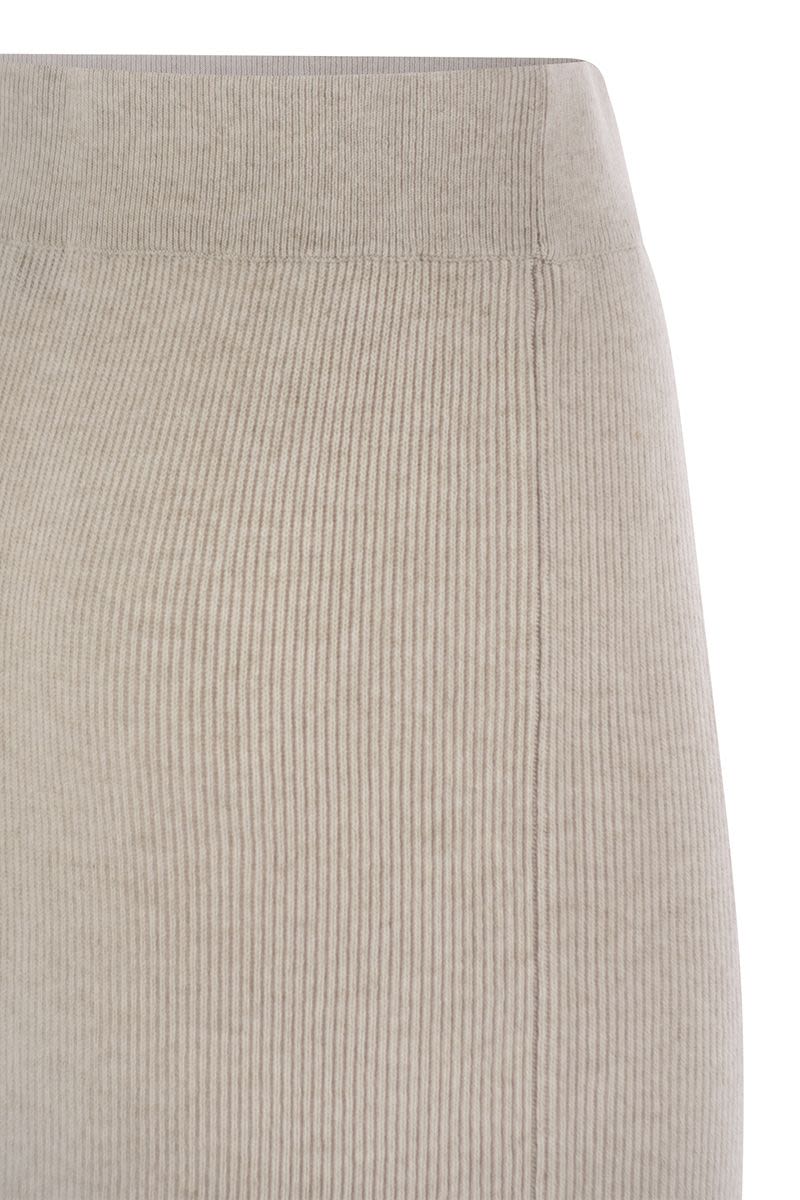 BRUNELLO CUCINELLI Cashmere and Silk Ribbed Midi Skirt
