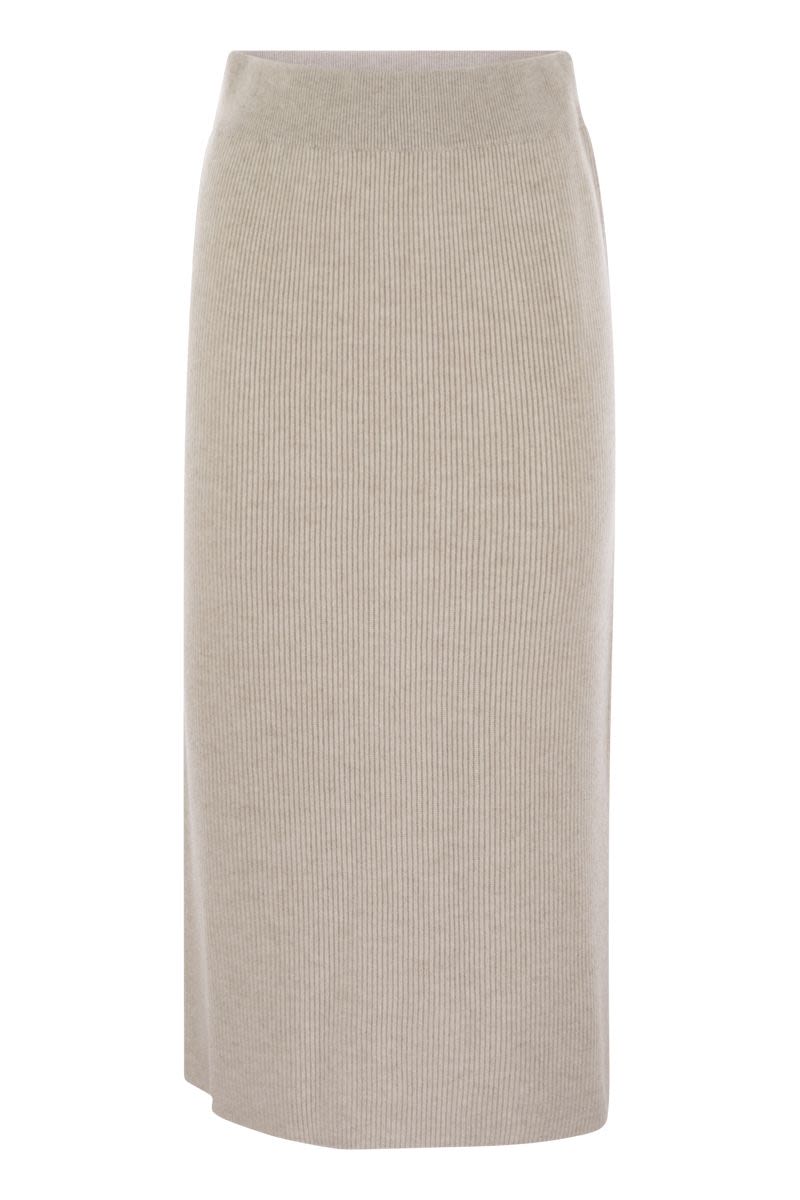 BRUNELLO CUCINELLI Cashmere and Silk Ribbed Midi Skirt