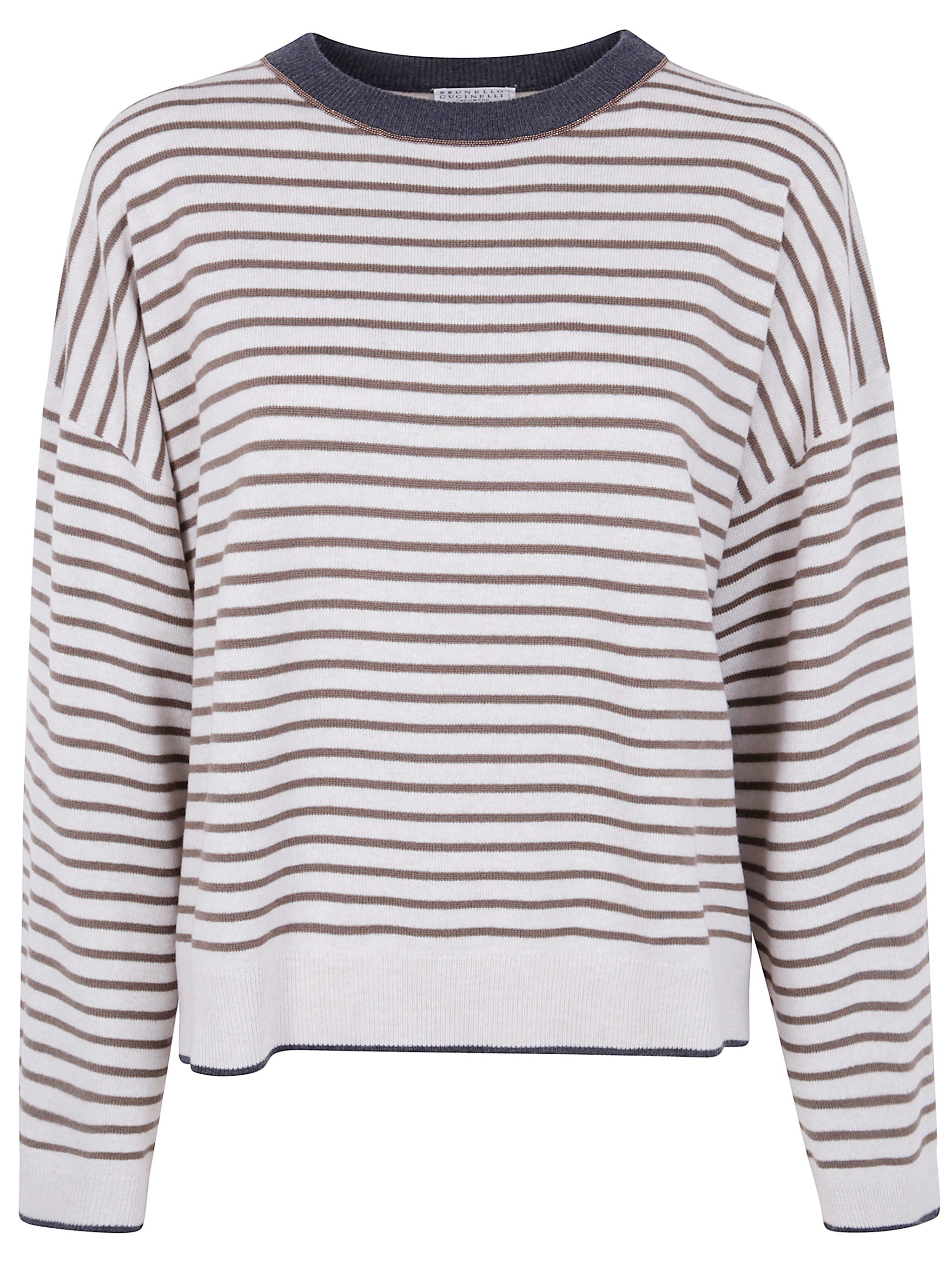 BRUNELLO CUCINELLI Women's Striped Pattern Crew Neck Sweater