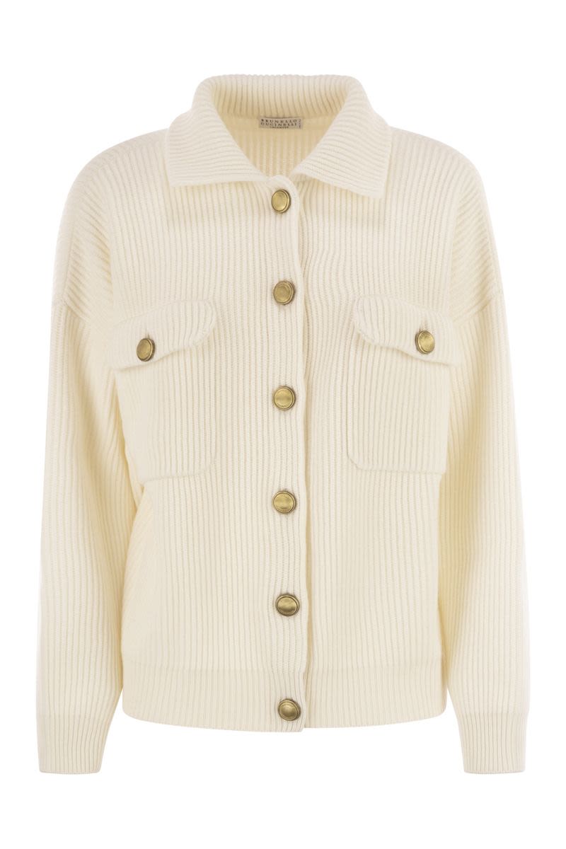 BRUNELLO CUCINELLI Virgin Wool & Cashmere Cardigan with Metal Buttons