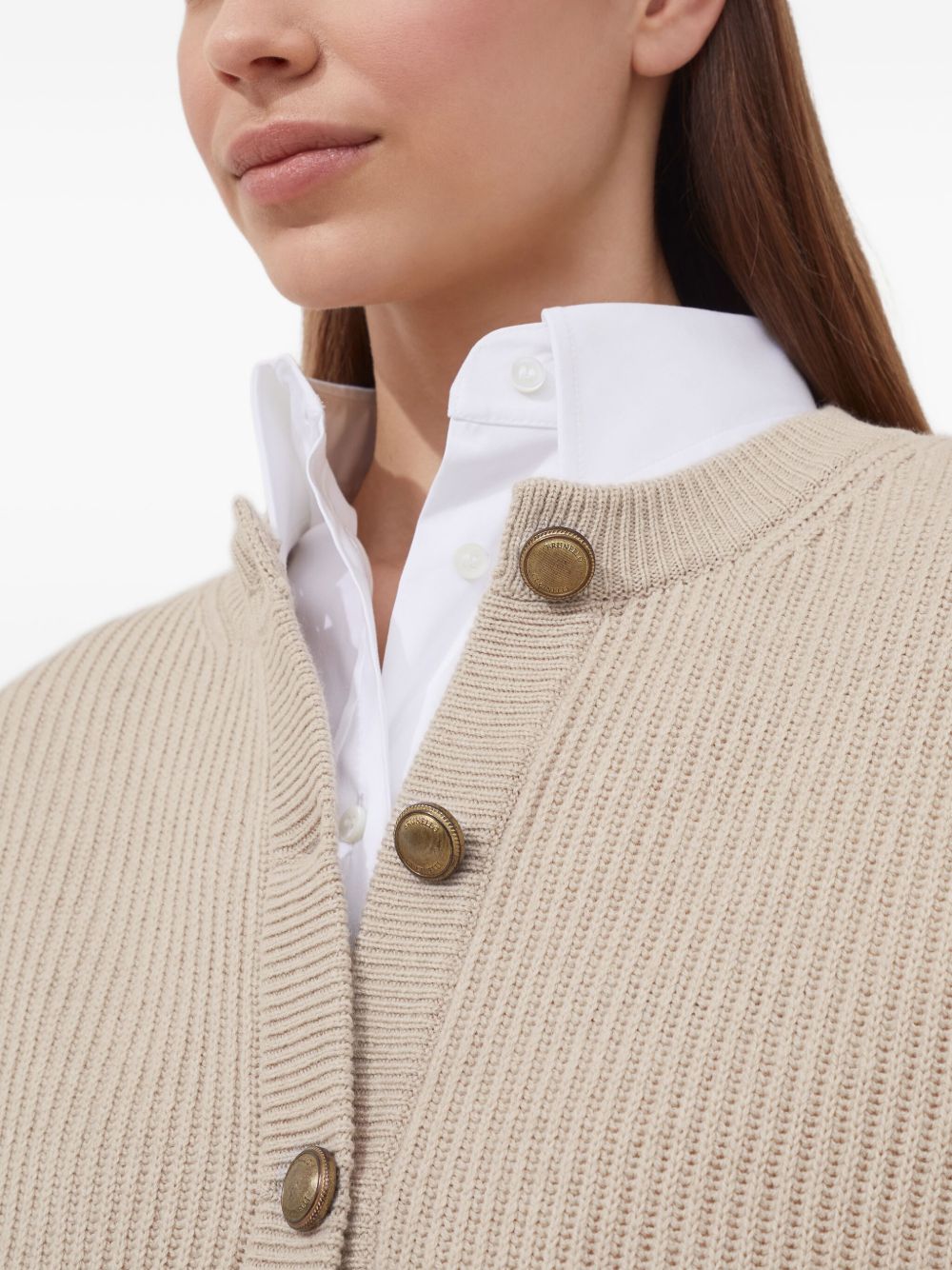 BRUNELLO CUCINELLI Wool Blend Cardigan with Gold-Tone Button Details - FW25