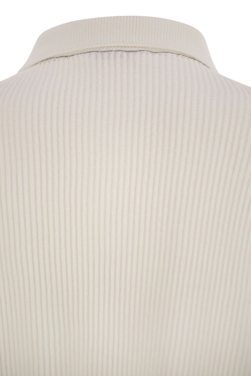 BRUNELLO CUCINELLI Elegant Women's Ribbed Cotton Polo-Style T-Shirt with Jewelry