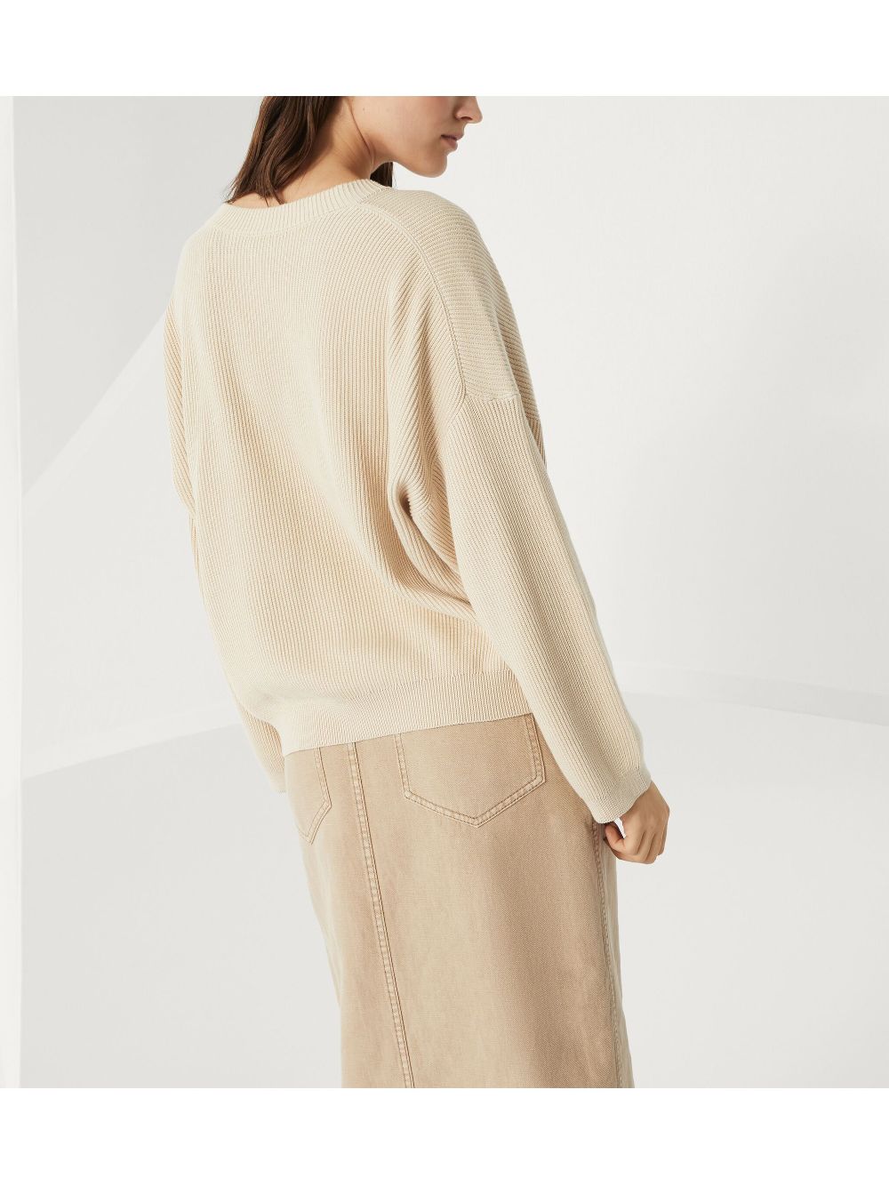 BRUNELLO CUCINELLI Cotton Rib Sweater with Shiny Detail