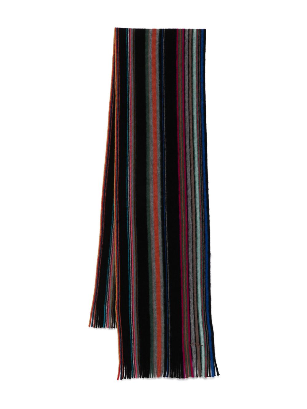 PAUL SMITH Merino Wool Multicolor Fringe Scarf - Wraparound Style