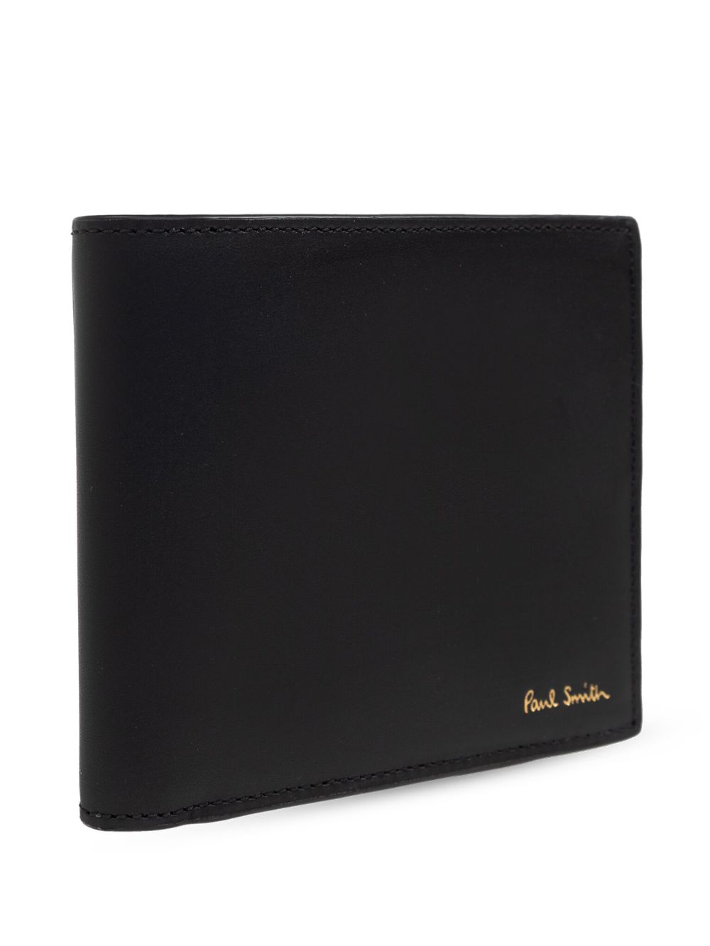PAUL SMITH Men's Mini Leather Bifold Wallet with Vertical Stripe Pattern