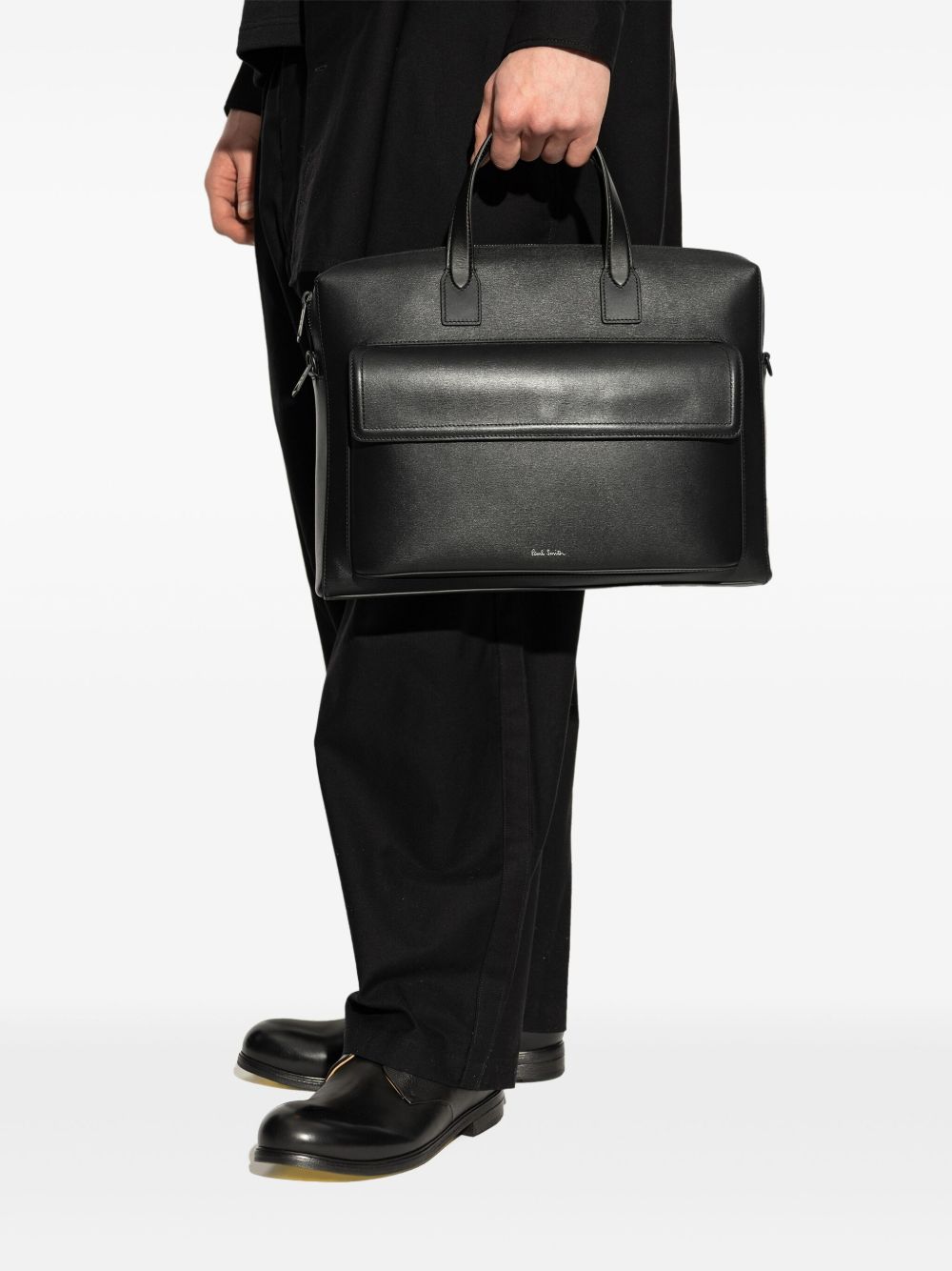 PAUL SMITH Classic Leather Briefcase with Dual Top Handles