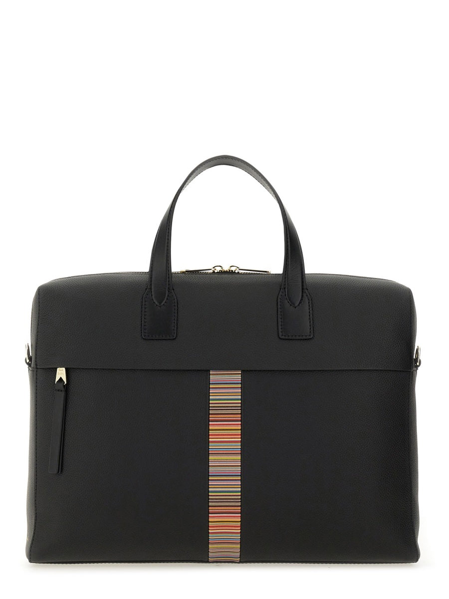 PAUL SMITH Signature Stripe Mini Leather Handbag 26.5cm x 37cm x 5.5cm