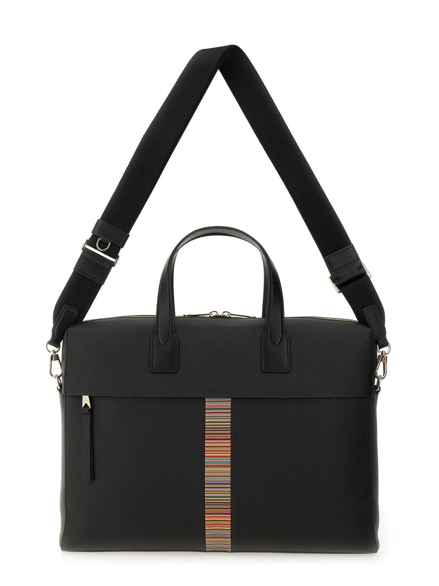 PAUL SMITH Signature Stripe Mini Leather Handbag 26.5cm x 37cm x 5.5cm