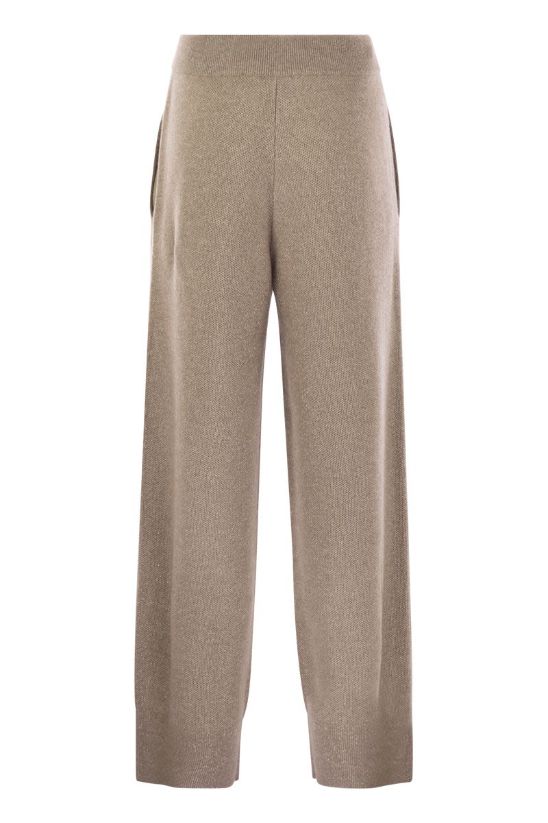 BRUNELLO CUCINELLI English Rib Cashmere and Viscose Knit Trousers for Women