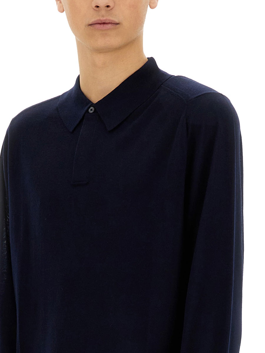 PAUL SMITH Men's Long Sleeve Merino Polo Sweater