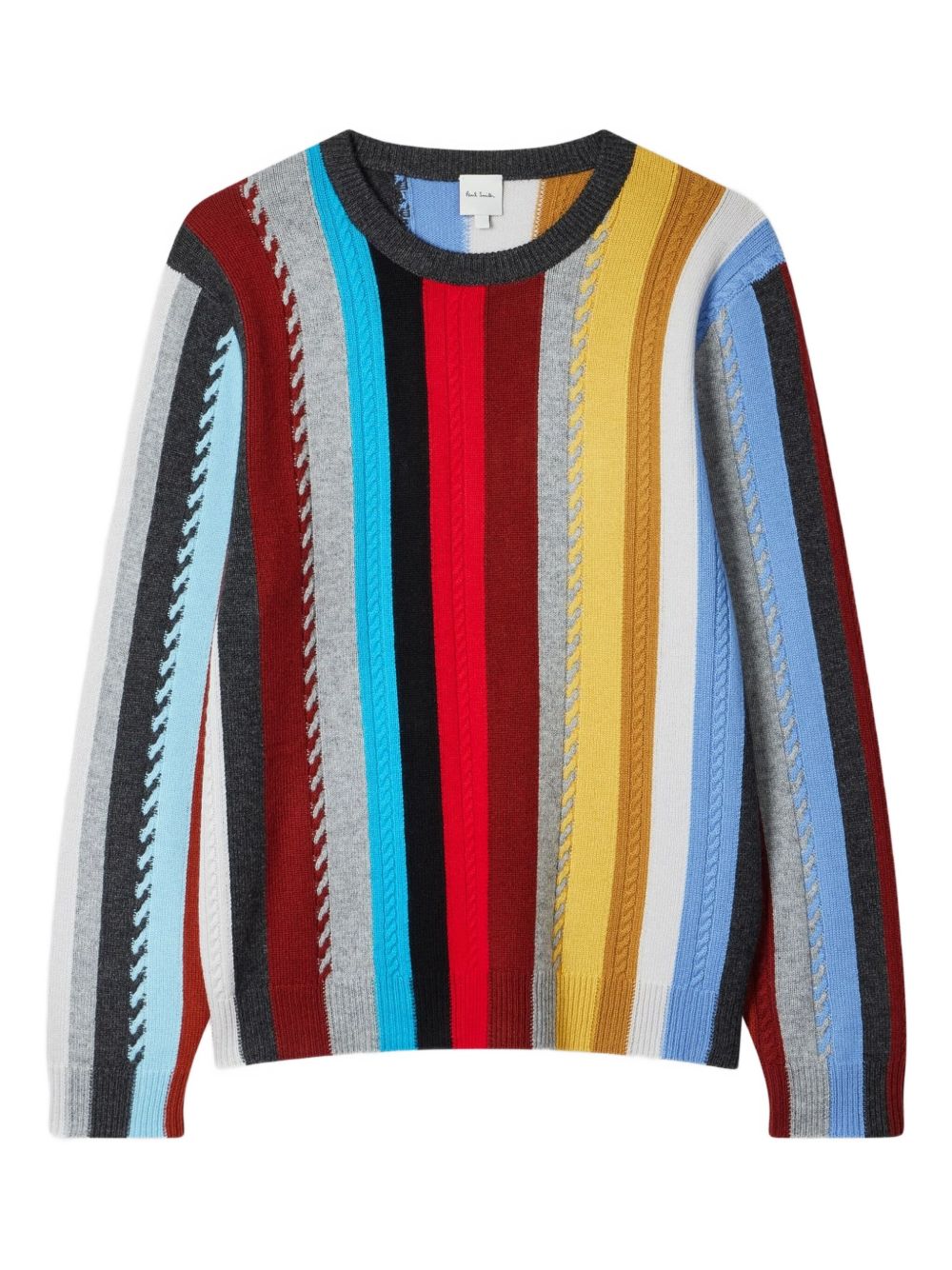 PAUL SMITH Wool and Cashmere Sweater with Cable Knit Stripes