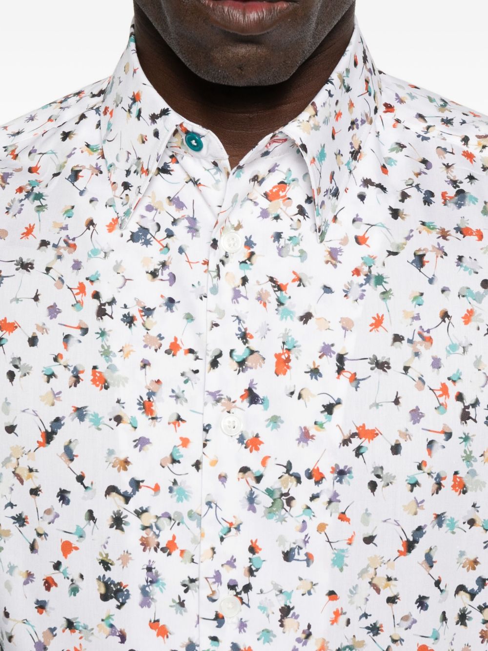 PAUL SMITH Floral Print Long Sleeve Collared Shirt