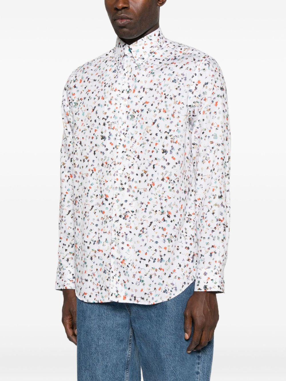 PAUL SMITH Floral Print Long Sleeve Collared Shirt