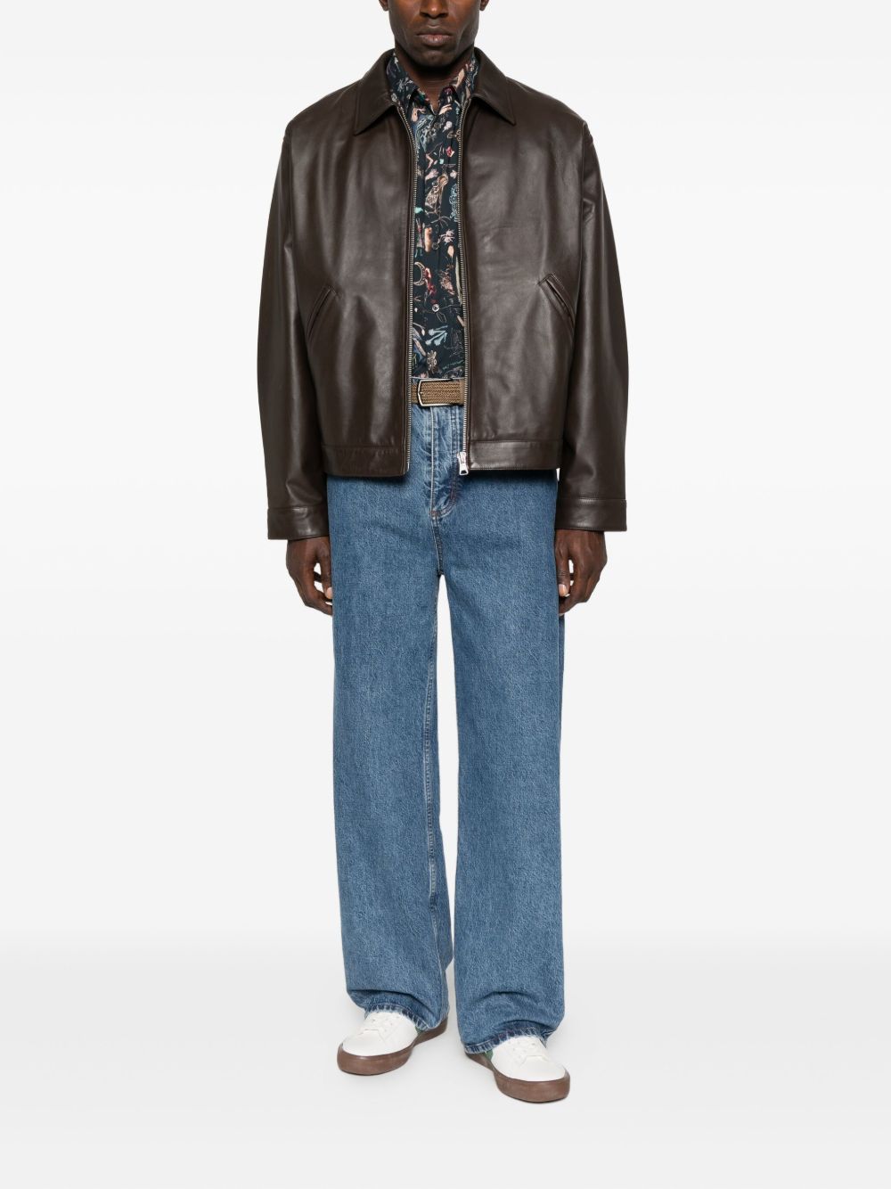 PAUL SMITH Animal Print Long Sleeve Collared Shirt