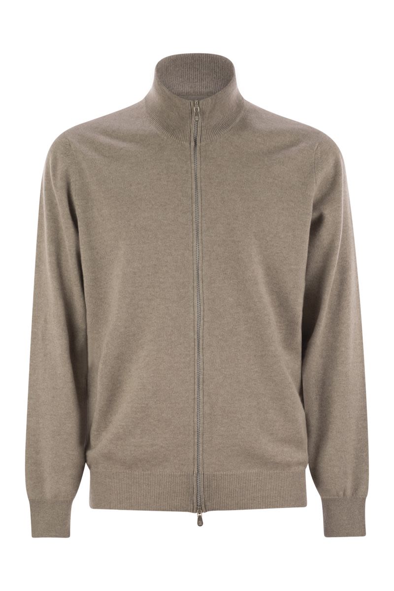 BRUNELLO CUCINELLI High-Necked Cashmere Cardigan with Zip