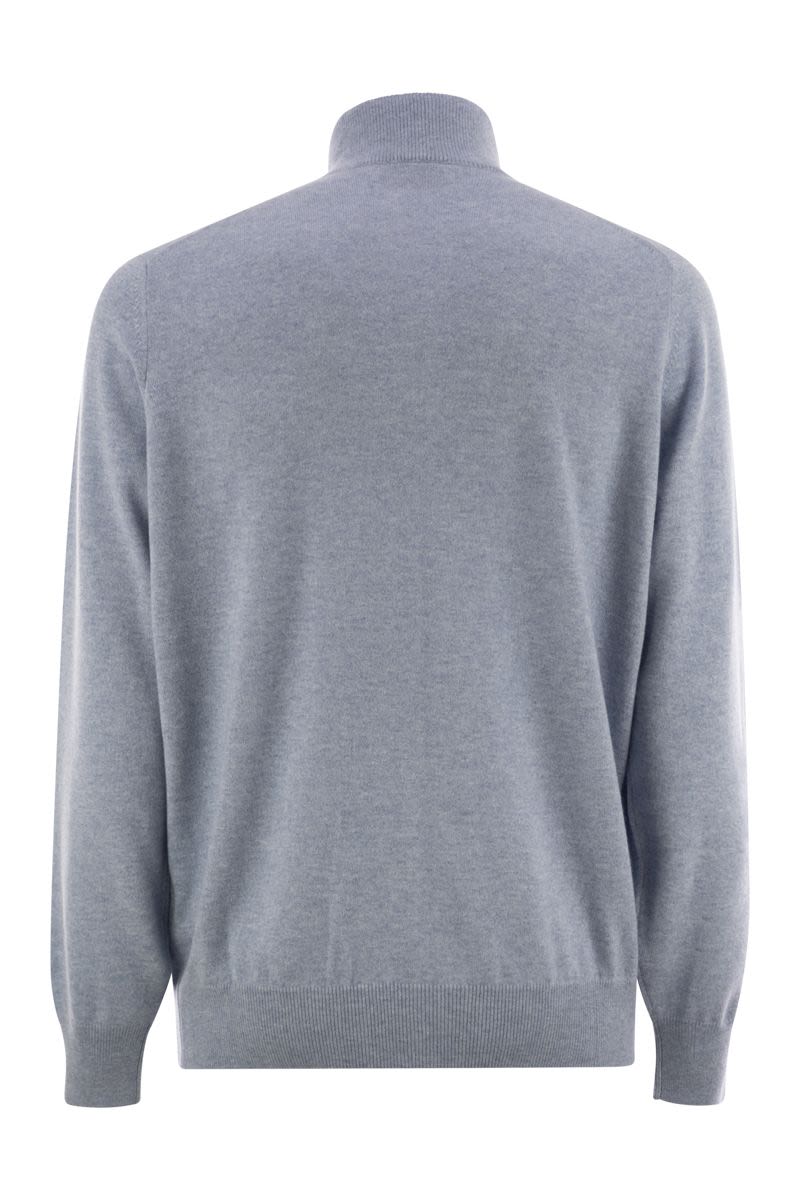 BRUNELLO CUCINELLI High-Necked Cashmere Cardigan with Zip for Men