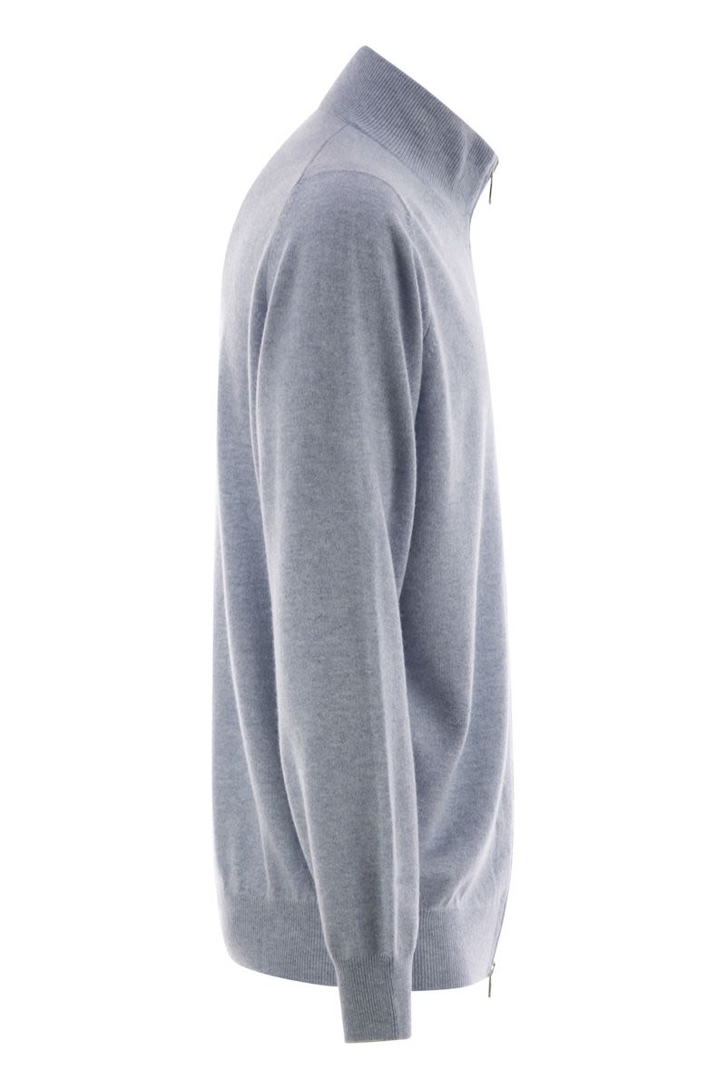 BRUNELLO CUCINELLI High-Necked Cashmere Cardigan with Zip for Men