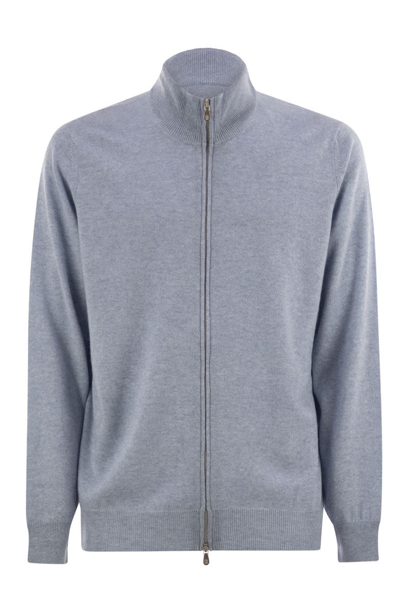 BRUNELLO CUCINELLI High-Necked Cashmere Cardigan with Zip for Men
