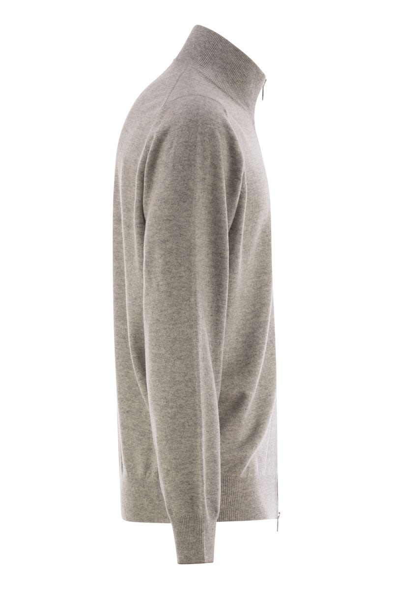 BRUNELLO CUCINELLI High-Neck Cashmere Cardigan with Zip for Men