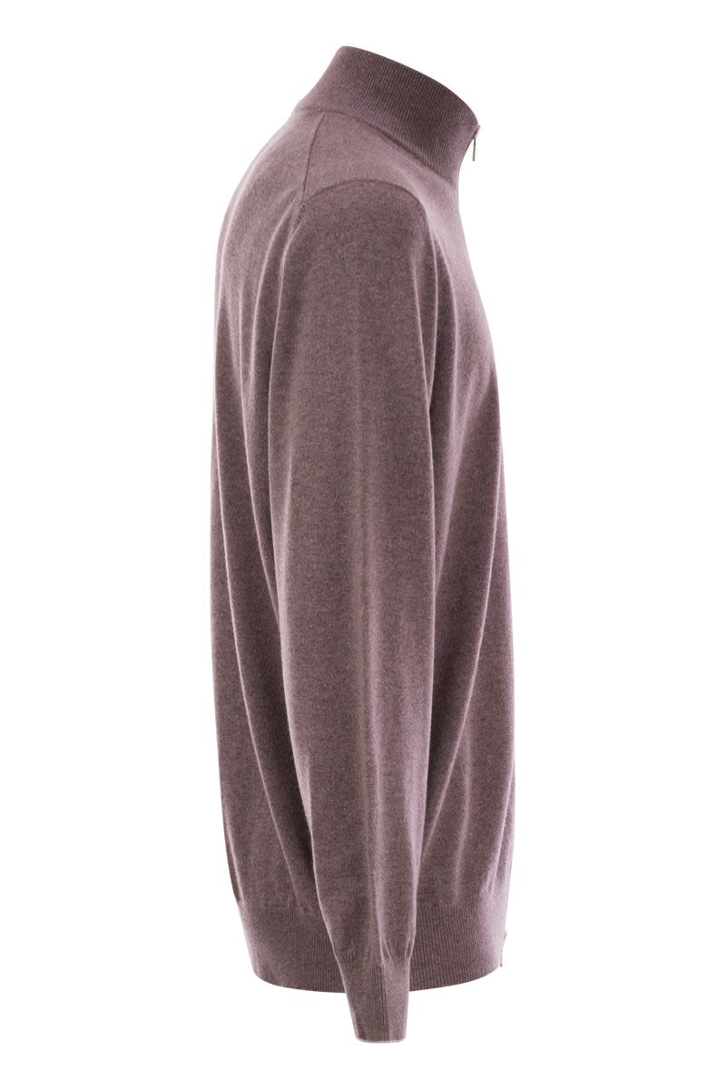 BRUNELLO CUCINELLI High-Necked Cashmere Cardigan with Zip - Men's Regular Fit