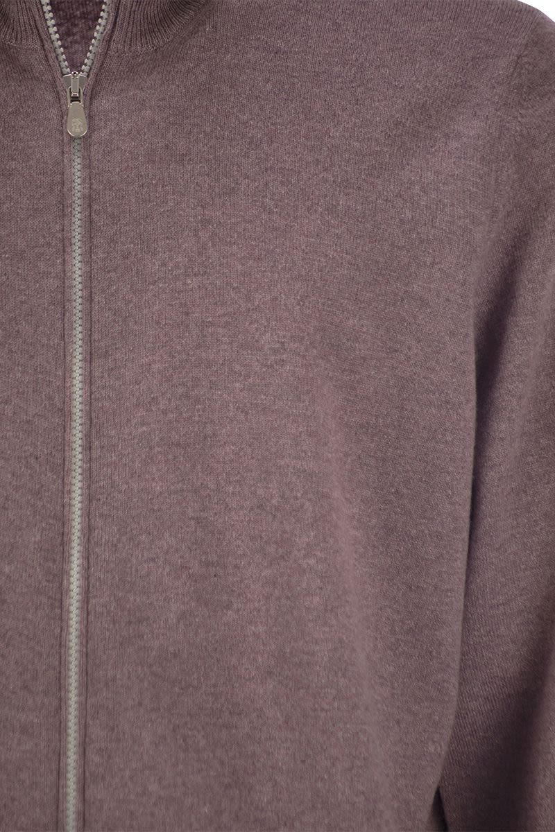 BRUNELLO CUCINELLI High-Necked Cashmere Cardigan with Zip - Men's Regular Fit