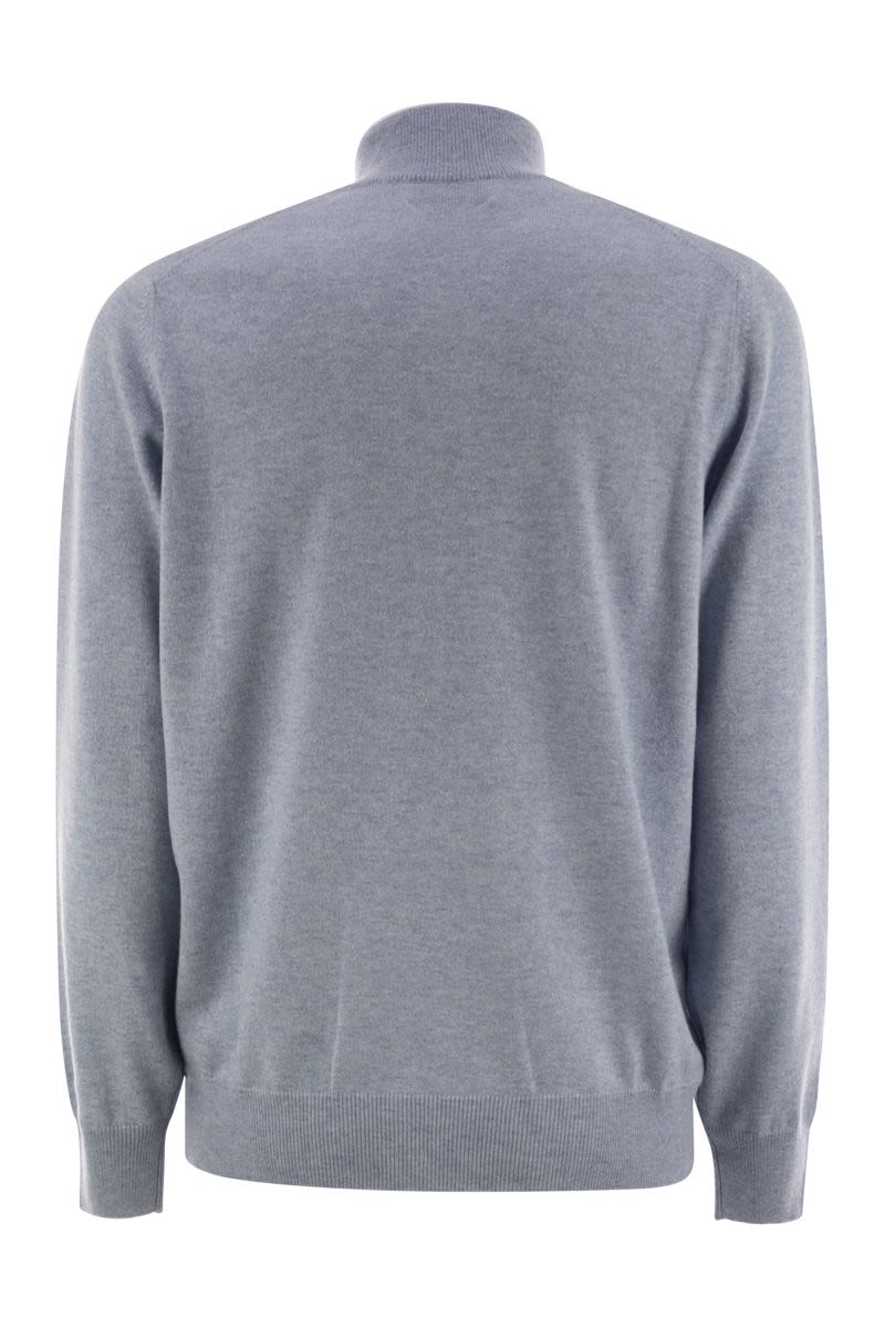BRUNELLO CUCINELLI High-Necked Cashmere Sweater with Zip Opening
