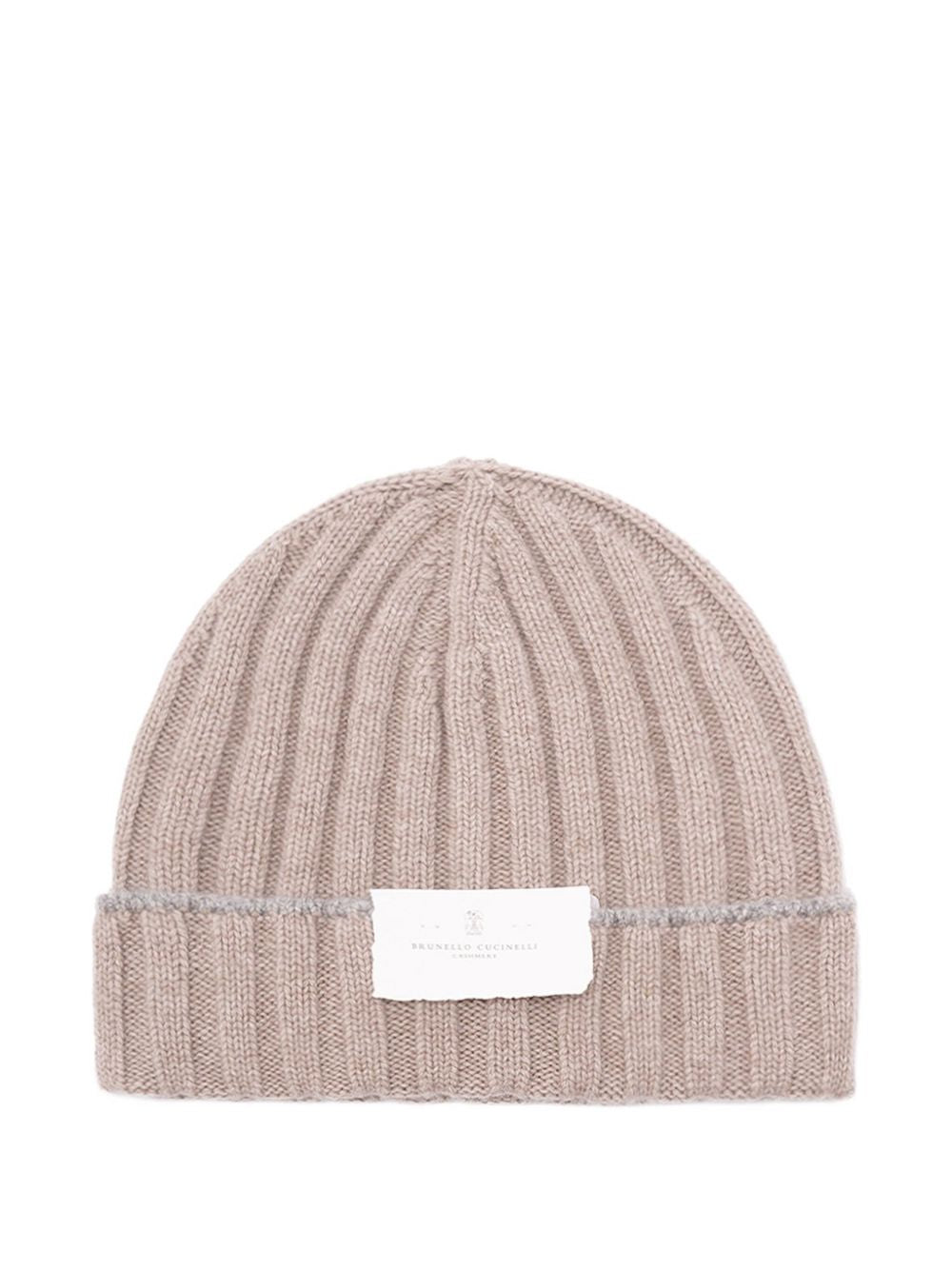 BRUNELLO CUCINELLI Cashmere Beanie with Folded Cuff and Logo Patch
