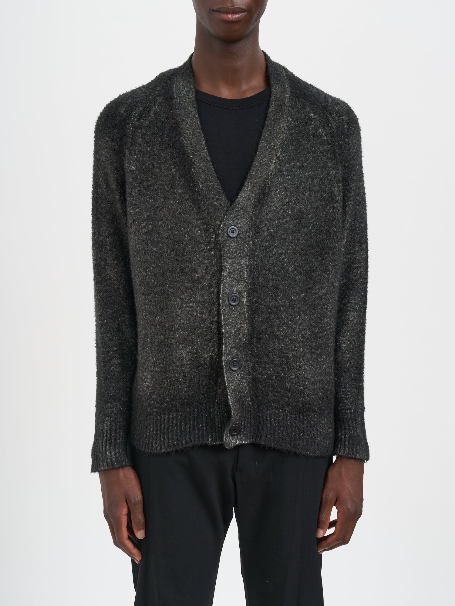 AVANT TOI Men's Hand-Painted V-Neck Long Cotton Raglan Cardigan