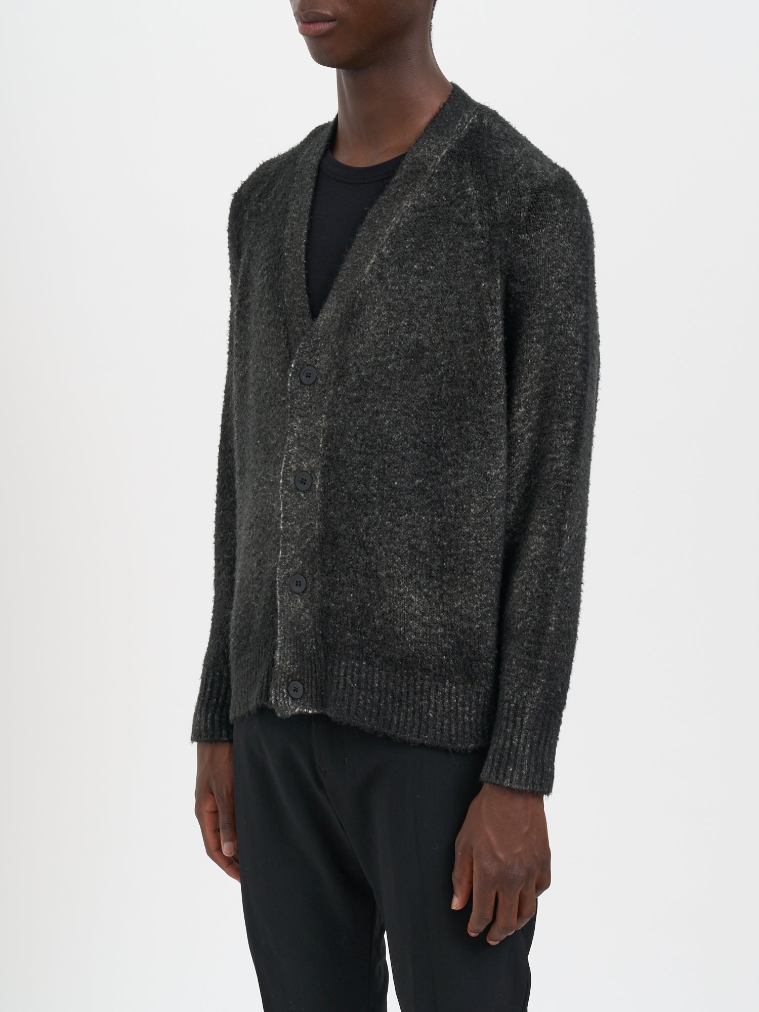 AVANT TOI Men's Hand-Painted V-Neck Long Cotton Raglan Cardigan