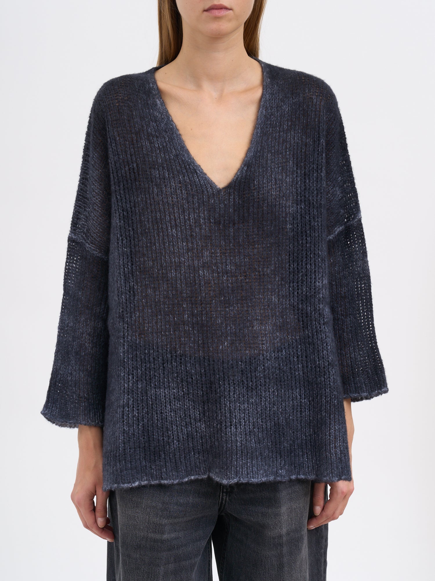 AVANT TOI V-Neck Oversized Cashmere Gauze Sweater - Size S