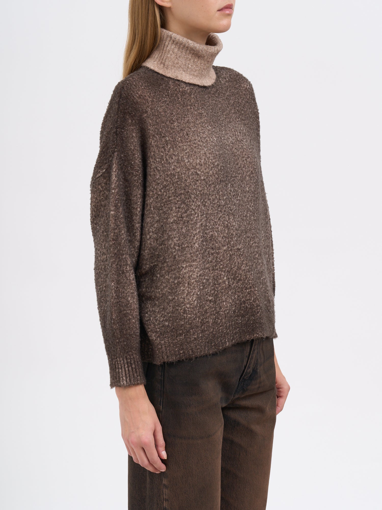 AVANT TOI Cotton High Neck Sweater with Wide Sleeves - Size S