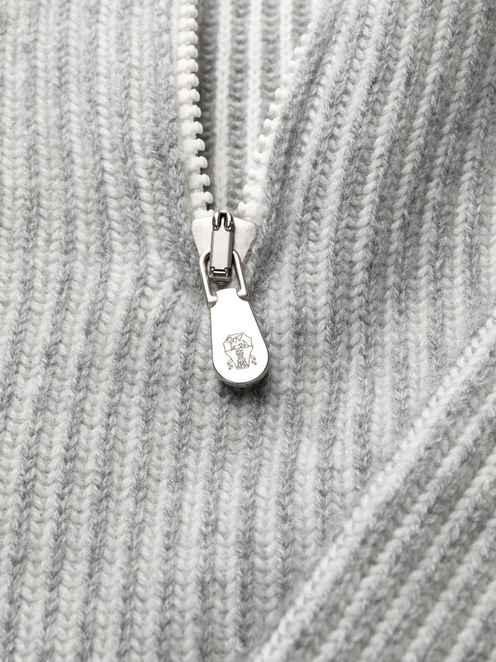 BRUNELLO CUCINELLI Cashmere Funnel Neck Jumper with Short Front Zip for Men