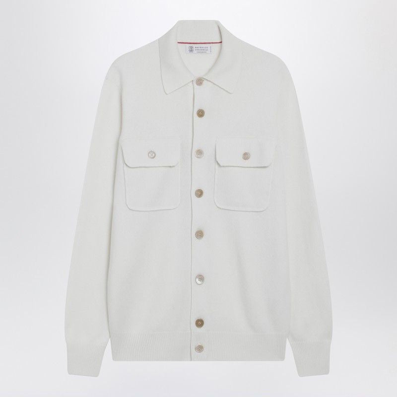 BRUNELLO CUCINELLI Luxurious Cashmere Cardigan for Men - Long Sleeve with Polo Collar