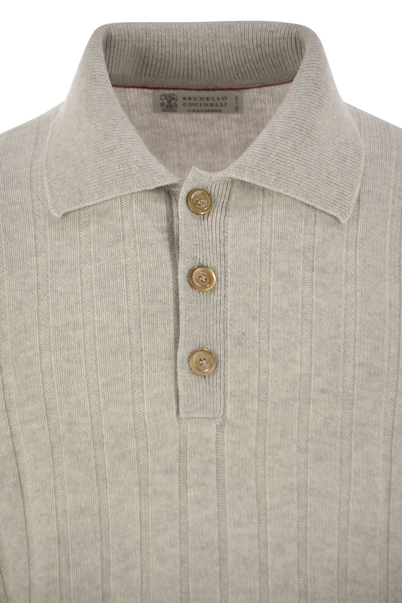 BRUNELLO CUCINELLI Cashmere Knit Polo Shirt for Men - FW24