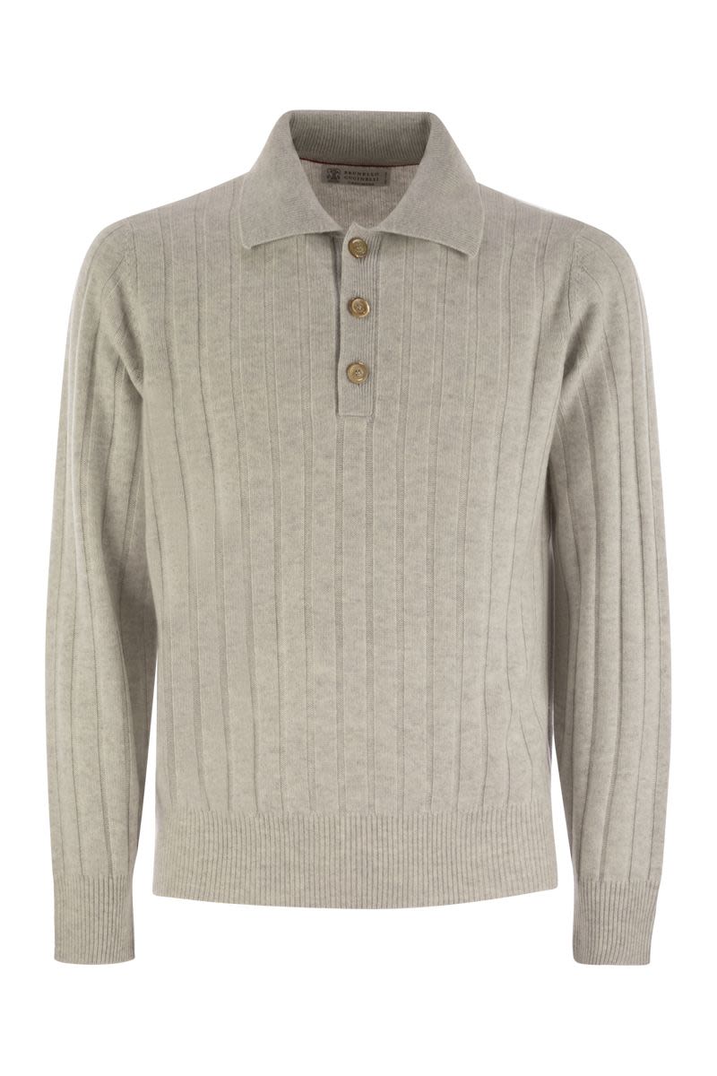 BRUNELLO CUCINELLI Cashmere Knit Polo Shirt for Men - FW24