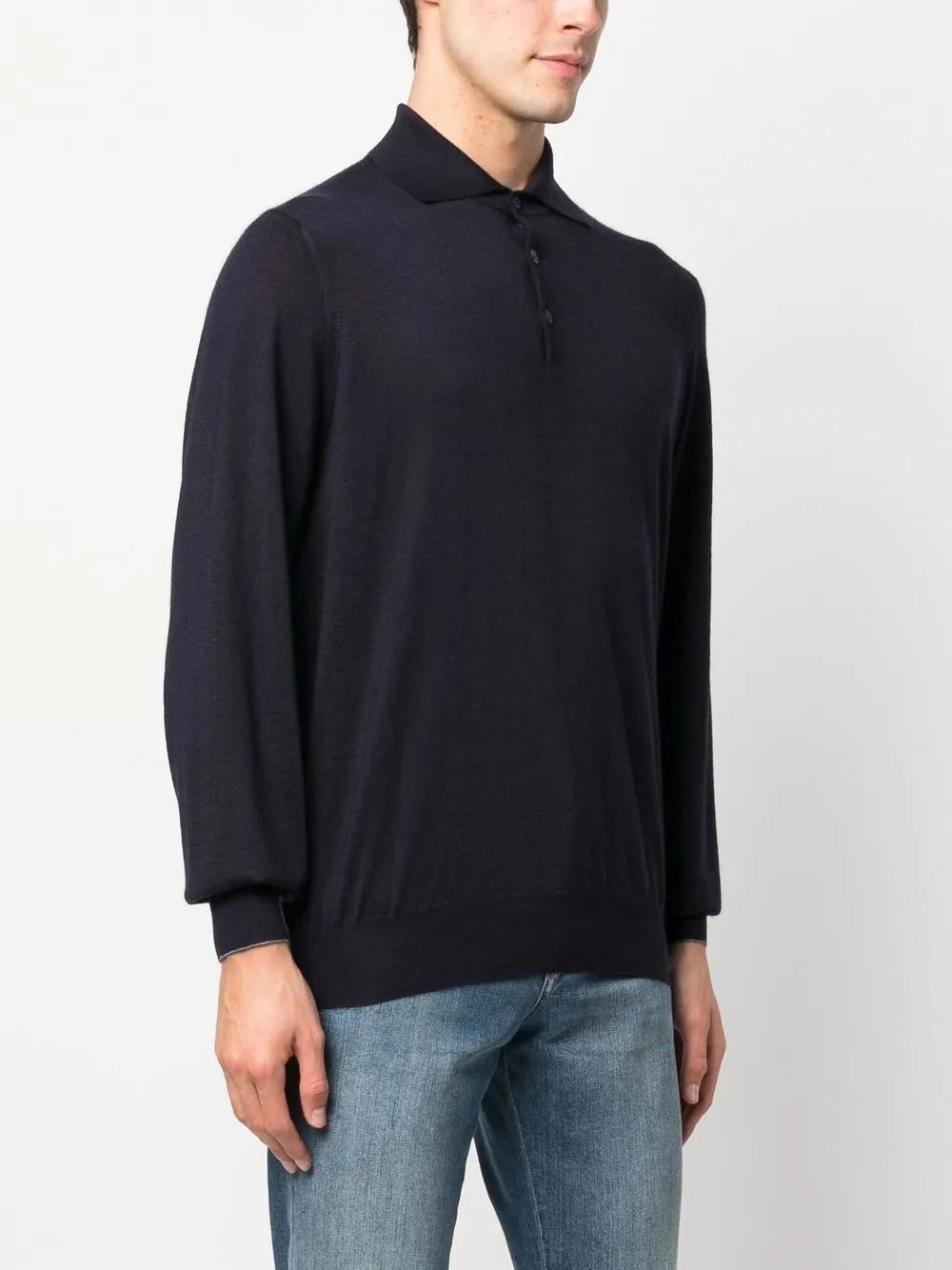 BRUNELLO CUCINELLI Long Sleeve Polo Shirt with Collar for Men