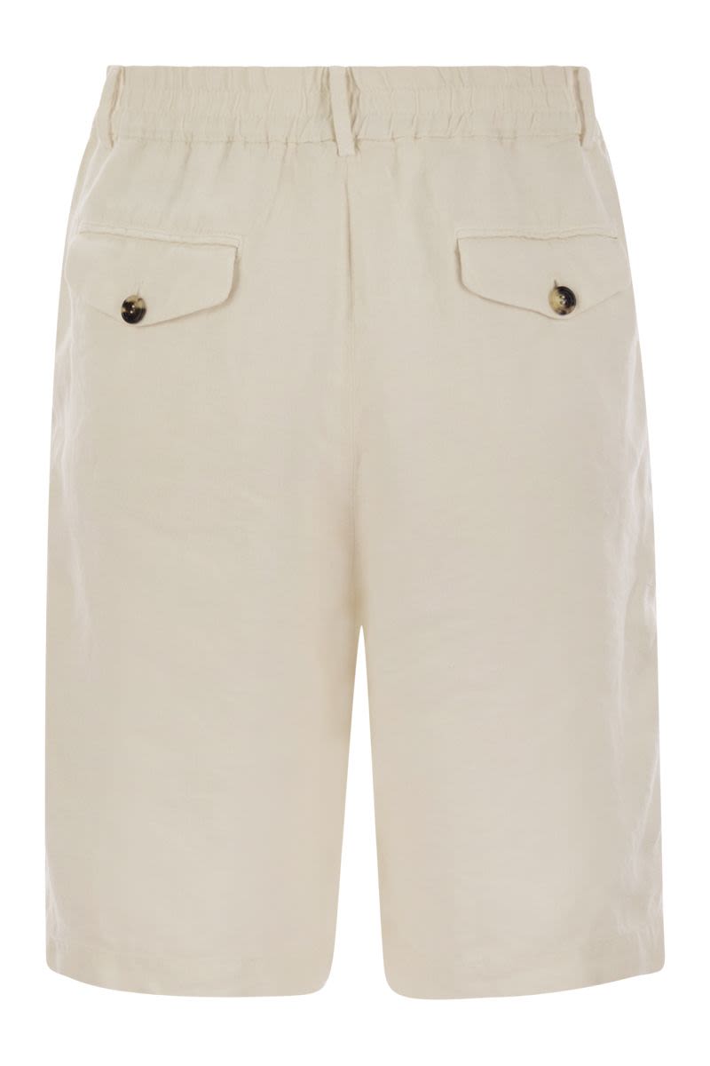 BRUNELLO CUCINELLI Classic Bermuda Shorts in Light Linen Canvas